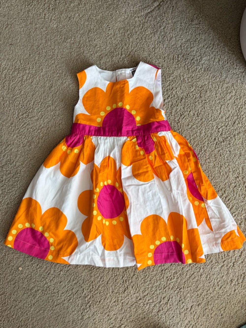 Carter's White Dress with Orange & Pink Floral Print-24 months